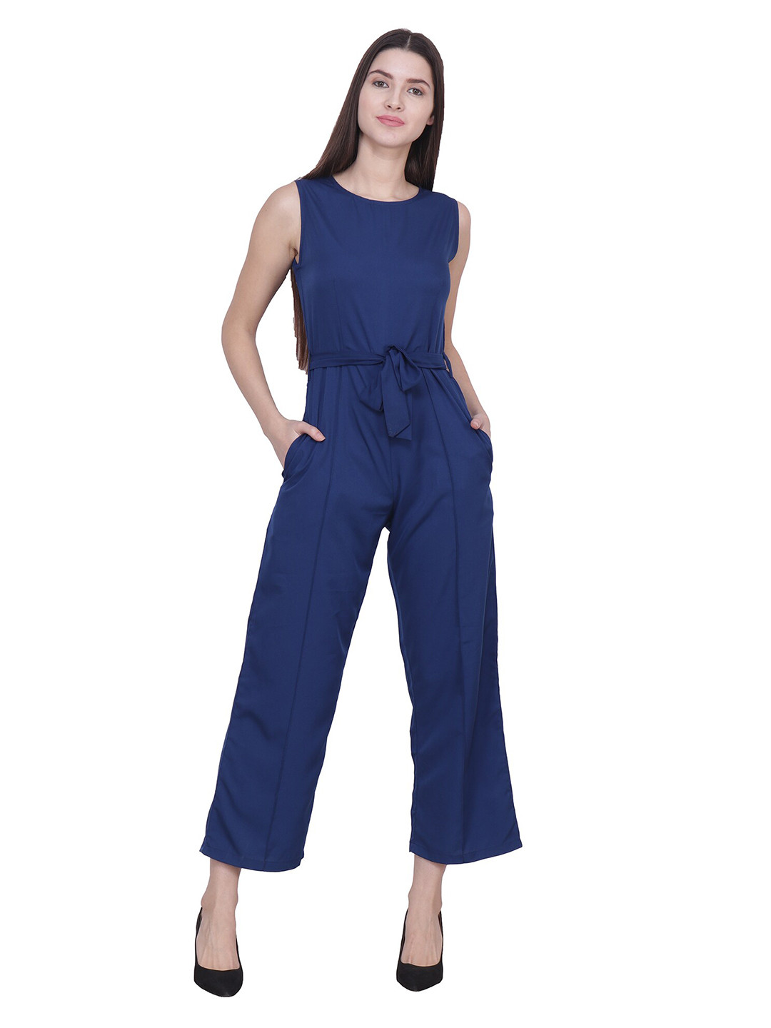 Buy Frempy Navy Blue Basic Jumpsuit Jumpsuit for Women 18433036 Myntra