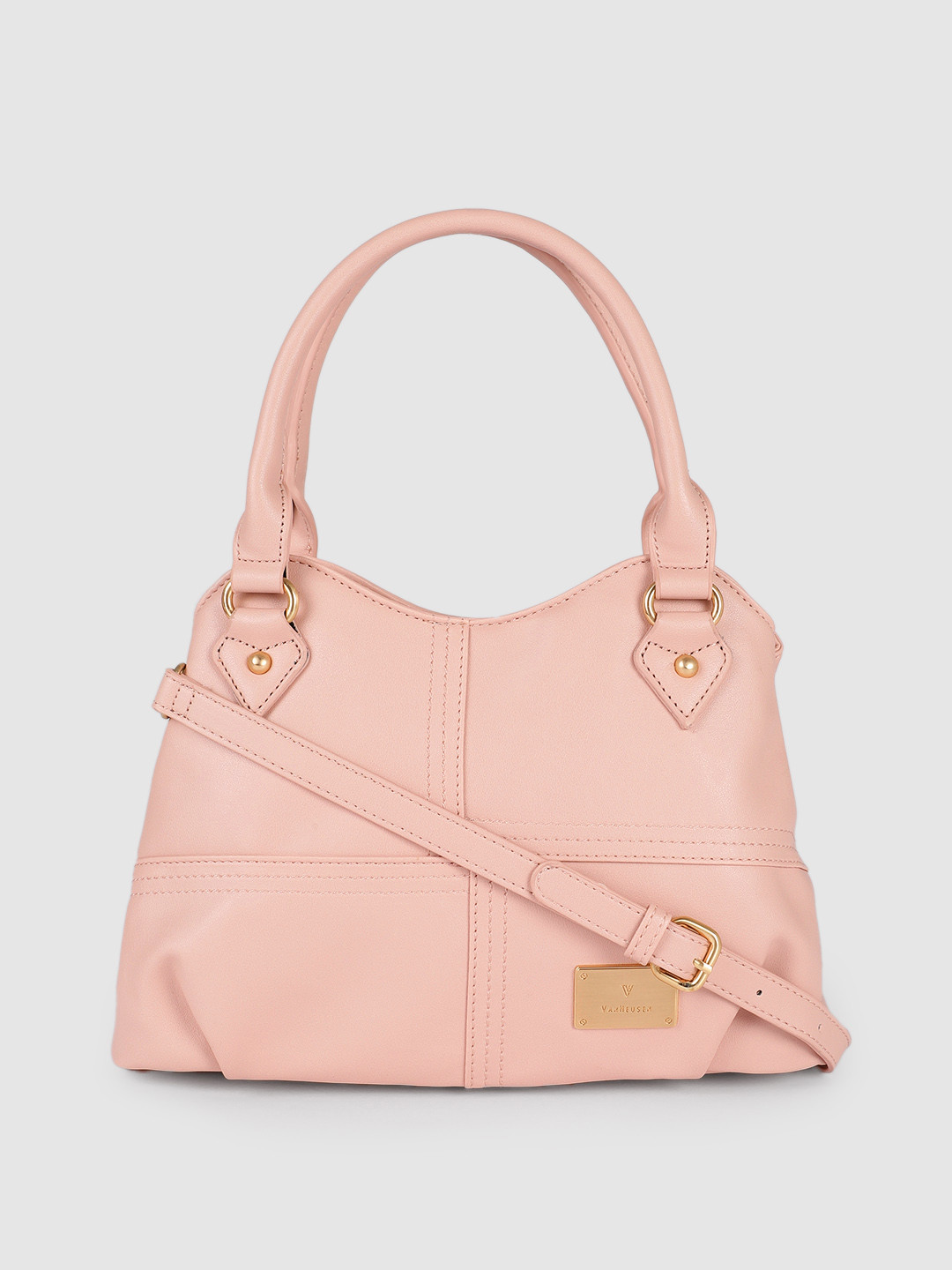 Buy Van Heusen Pink Solid Structured Handheld Bag Handbags for Women