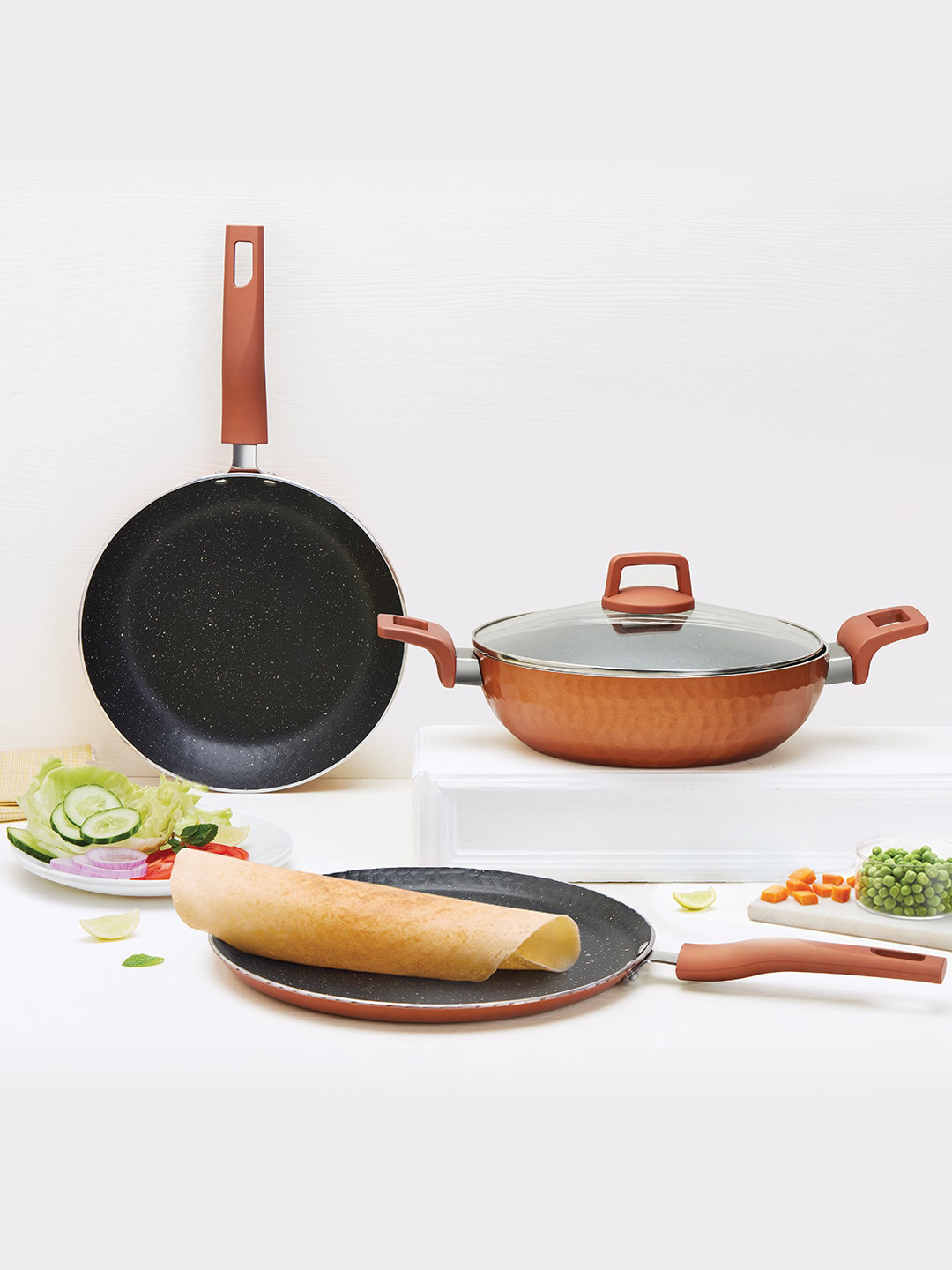 Buy BOROSIL Set Of 4 Bronze Solid Non Stick Induction Cookware