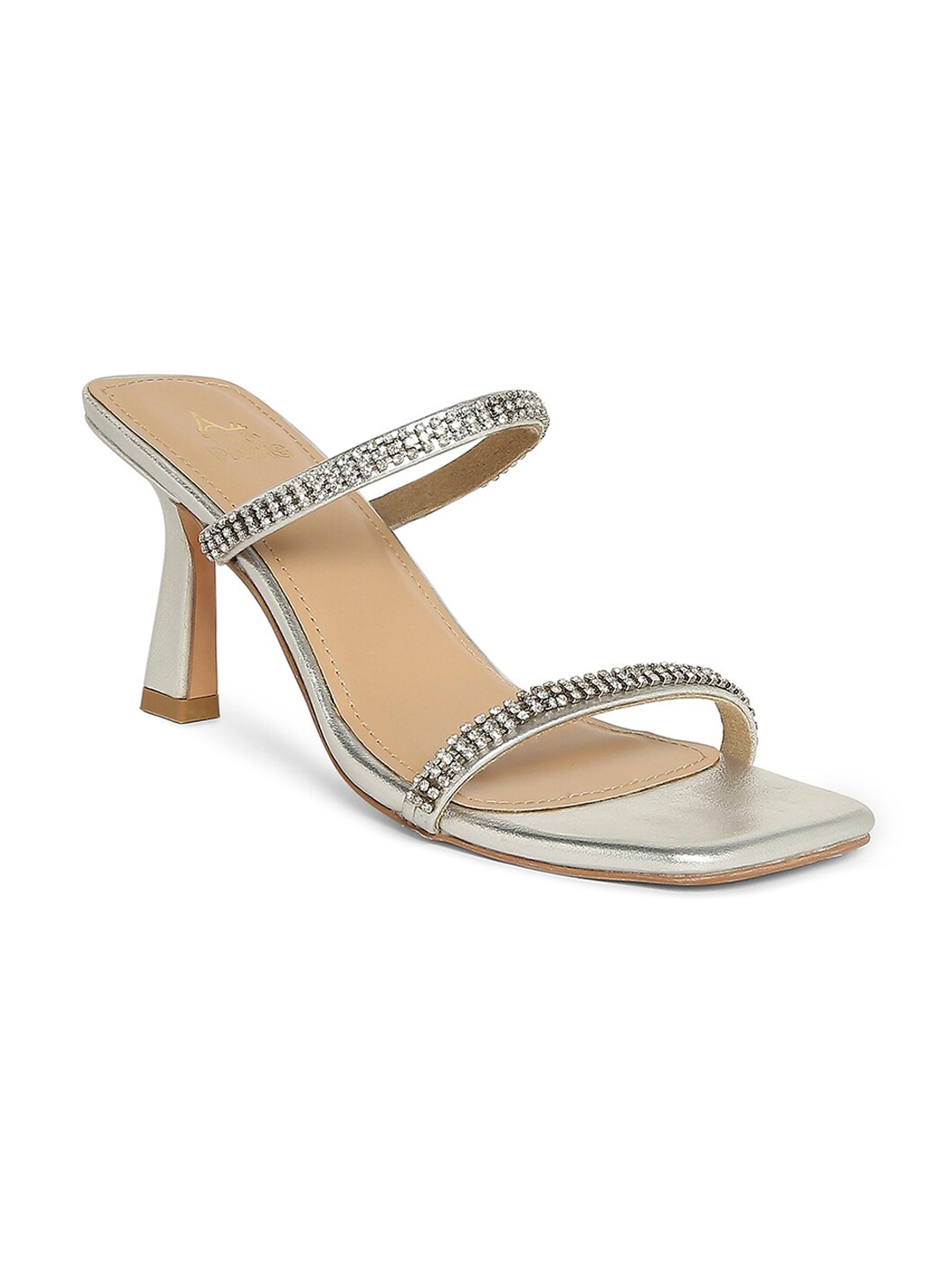 Buy Tao Paris Silver Toned PU Sandals - Heels for Women 18443212 | Myntra