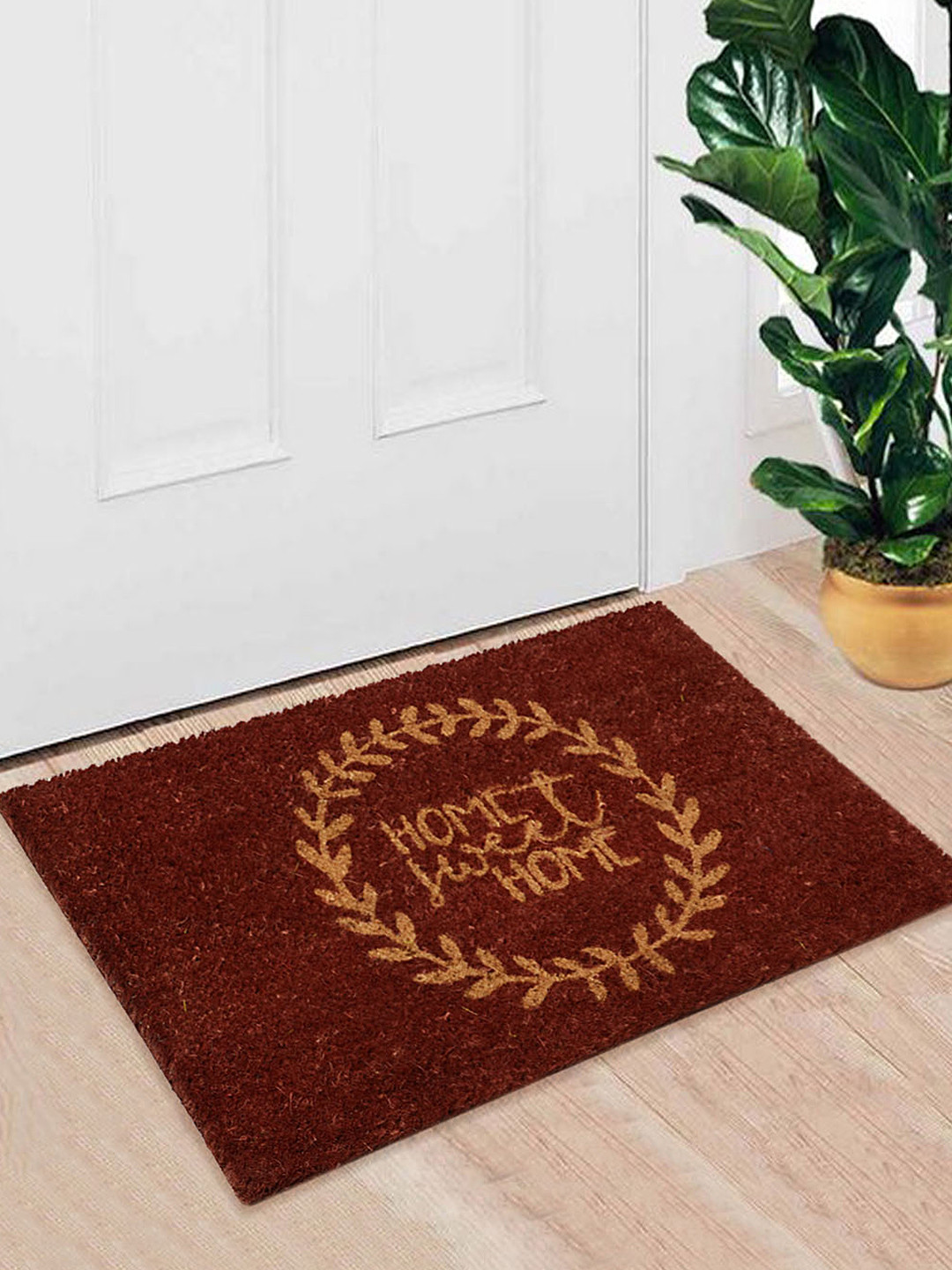 Buy Saral Home Brown Rectangular Anti Skid Coir Printed Doormat