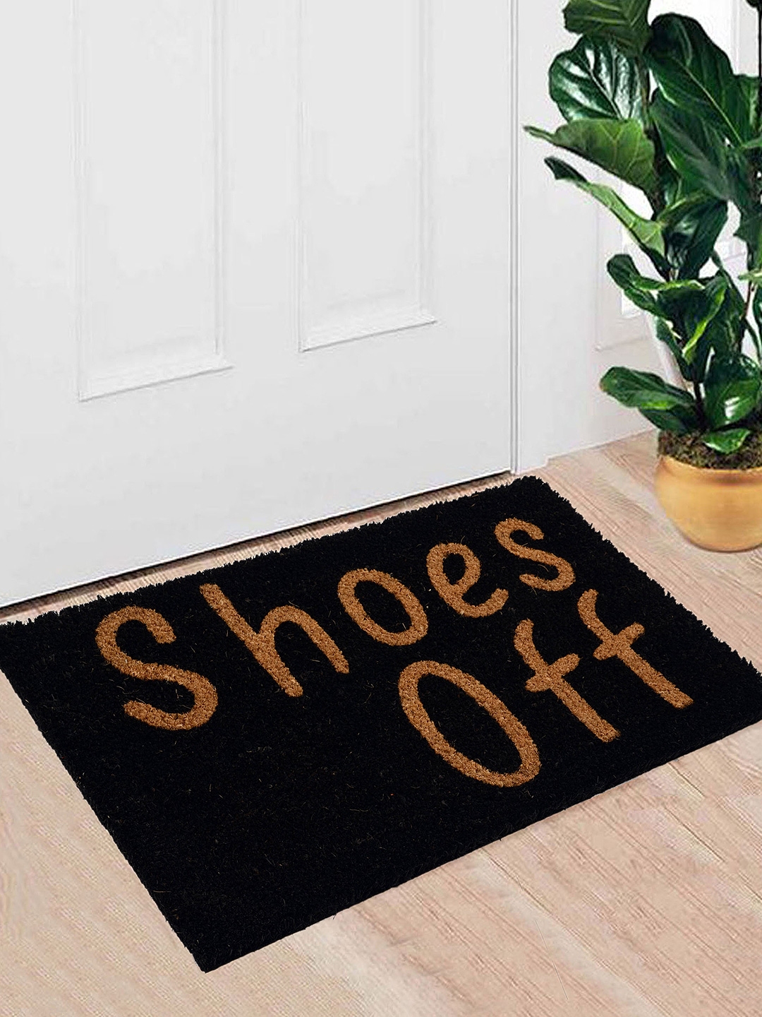 Buy Saral Home Black Rectangular Anti Skid Coir Printed Doormat ...