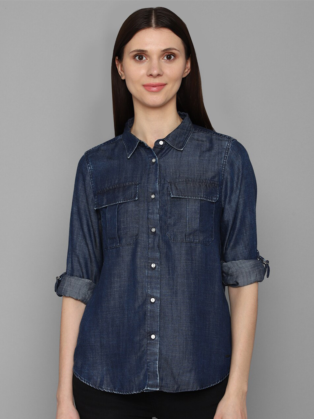 Buy Allen Solly Woman Women Navy Blue Casual Shirt Shirts for Women 18445534 Myntra