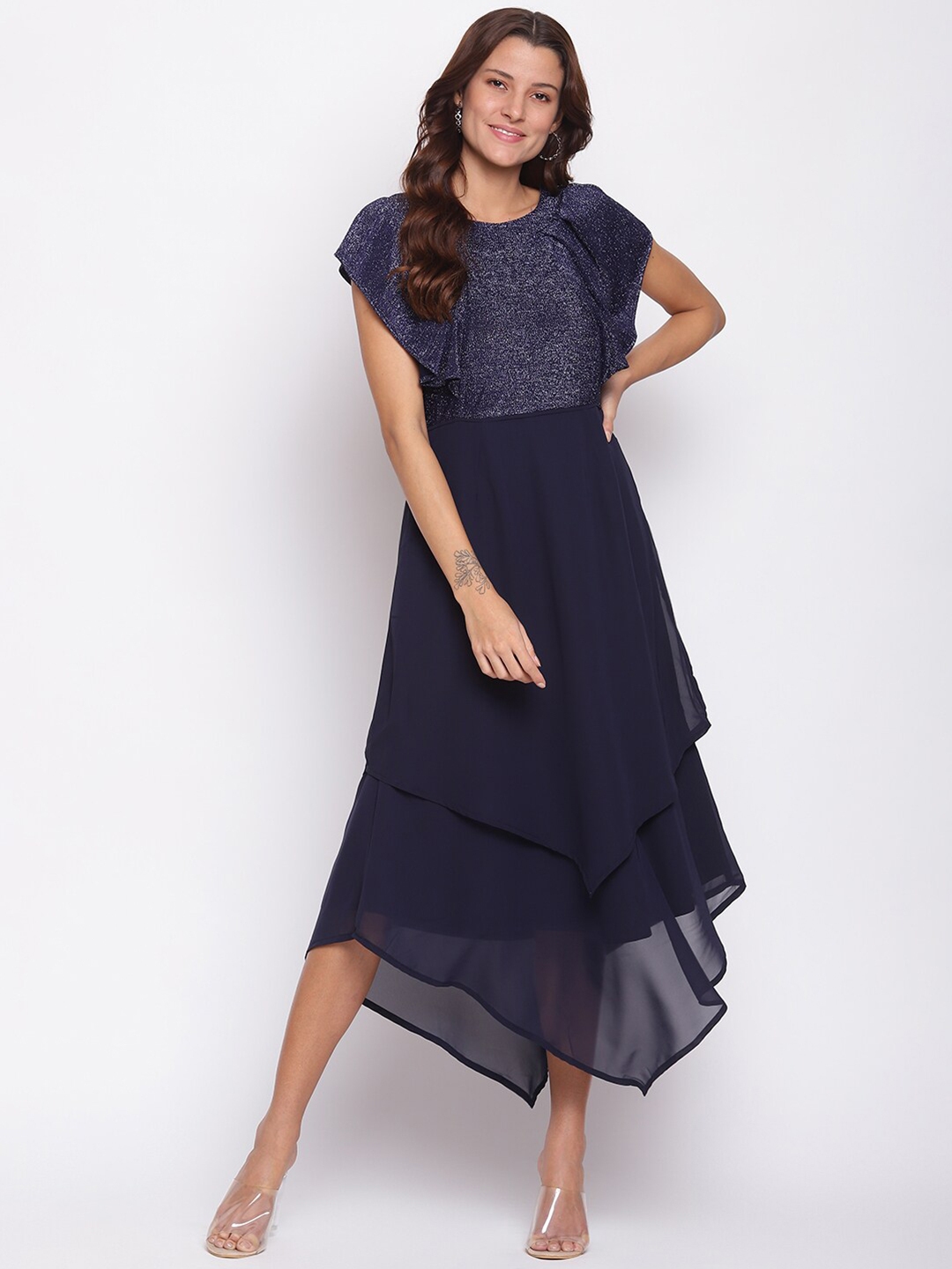 Buy Latin Quarters Blue Maxi Dress With Ruffles - Dresses for Women 18447108 | Myntra
