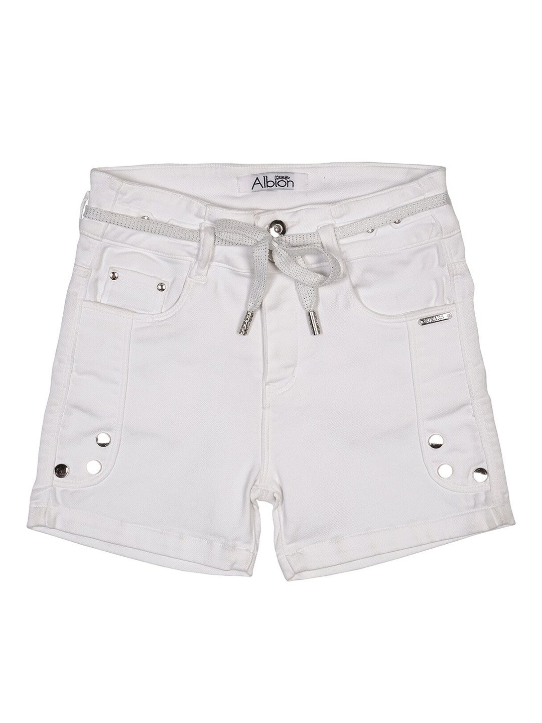 Buy Albion Girls White Solid Slim Fit Denim Shorts Shorts for Girls