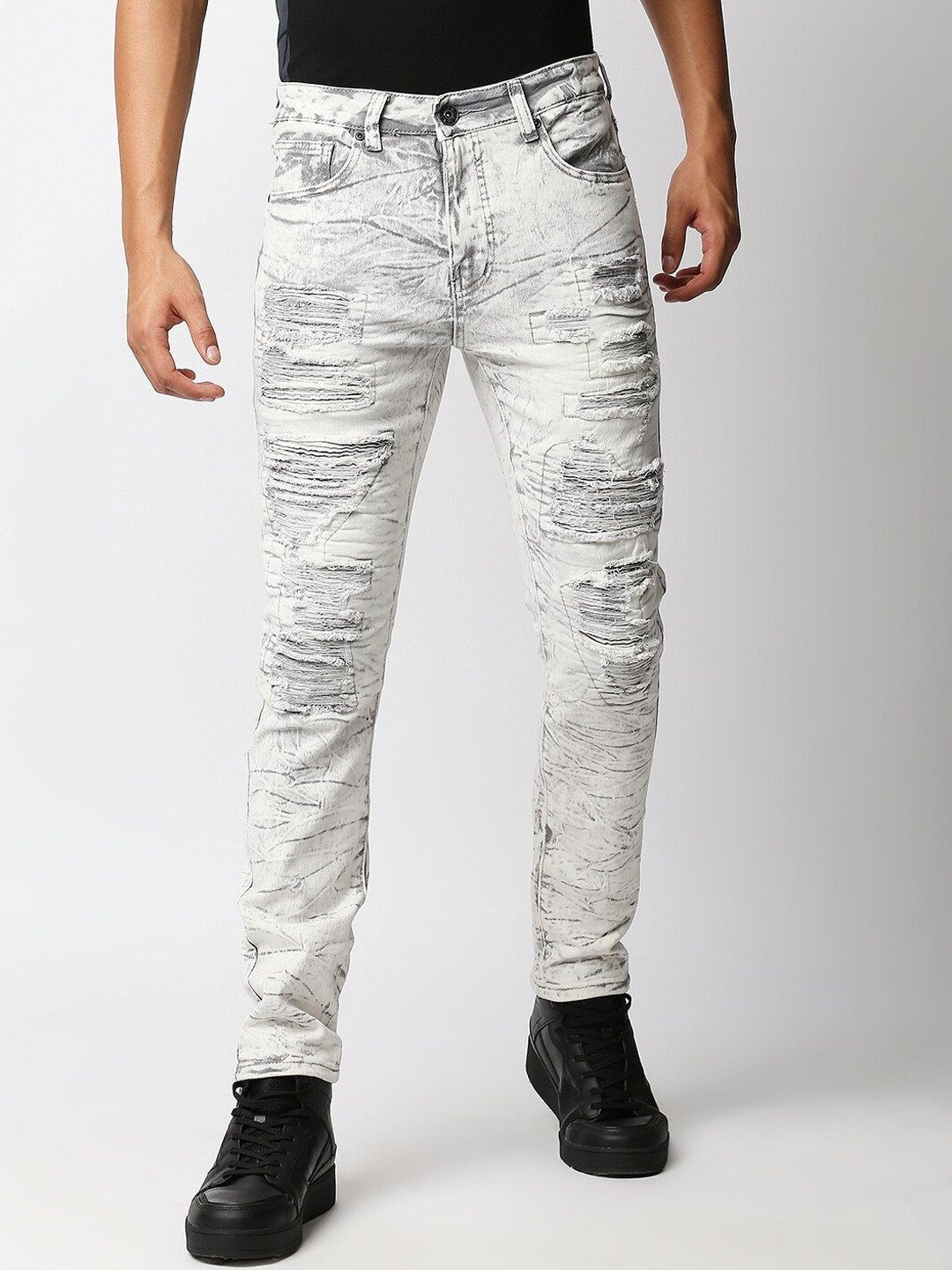 Men's Grey Straight Fit Heavy Fade Jeans main image 0