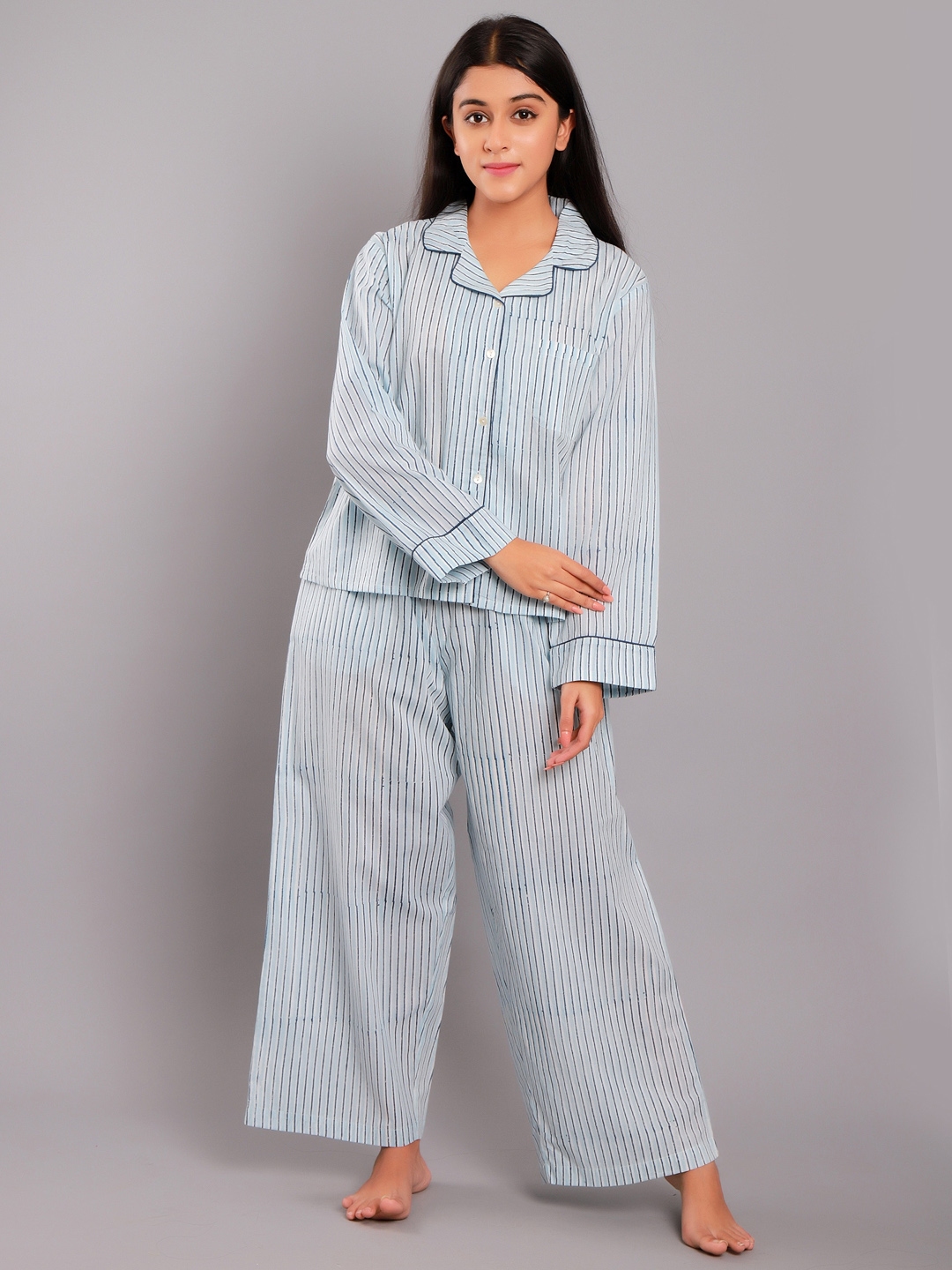 Buy GAURANCHE Women Blue Printed Pure Cotton Night Suit Night Suits company-overview-nanjing-inton-software-company-limited