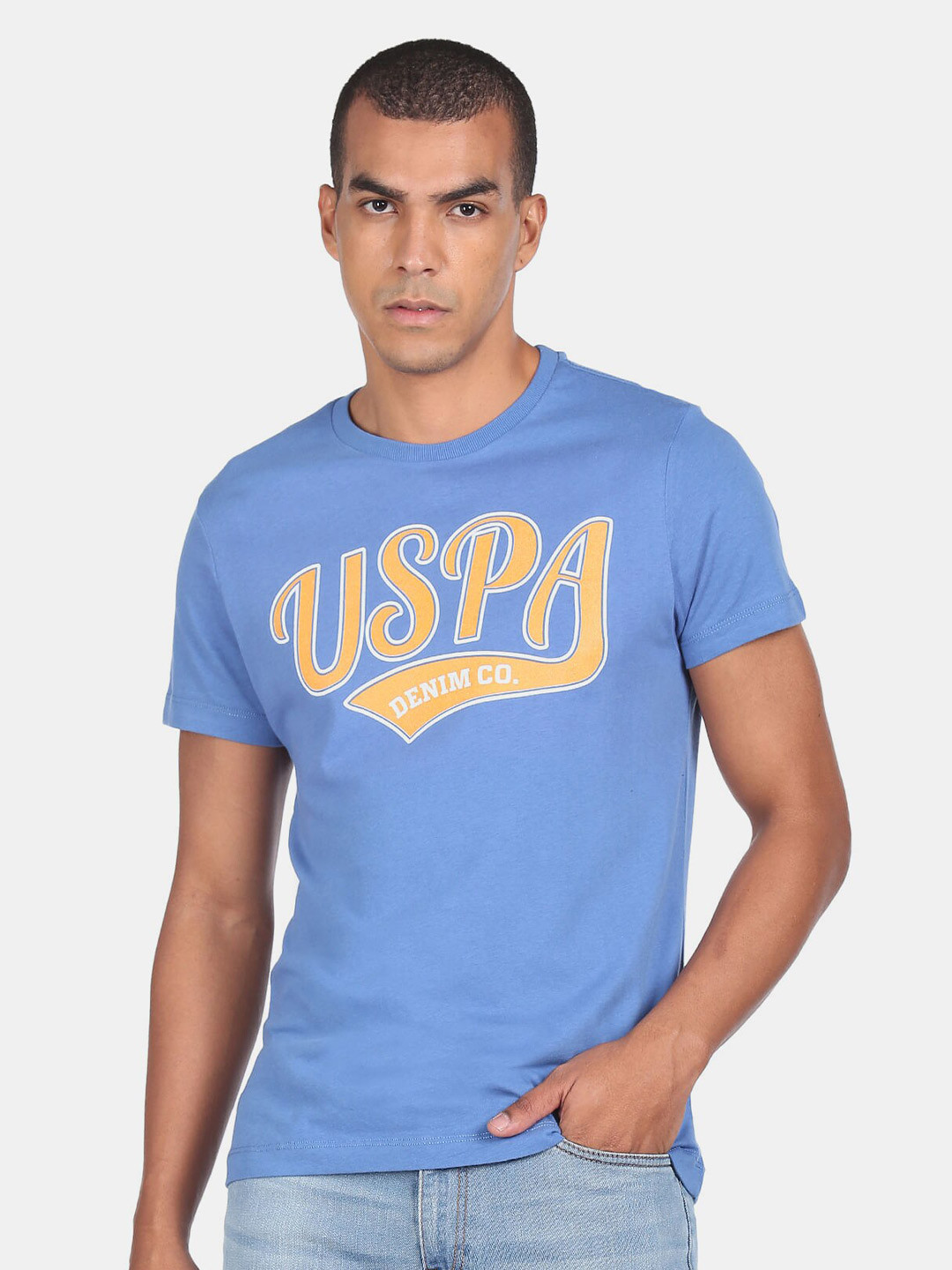 Buy U S Polo Assn Men Blue Typography T Shirt Tshirts for Men