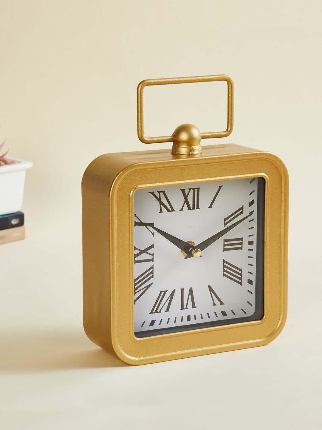 Buy Home Centre Gold Toned Contemporary Table Clock - Clocks for Unisex ...