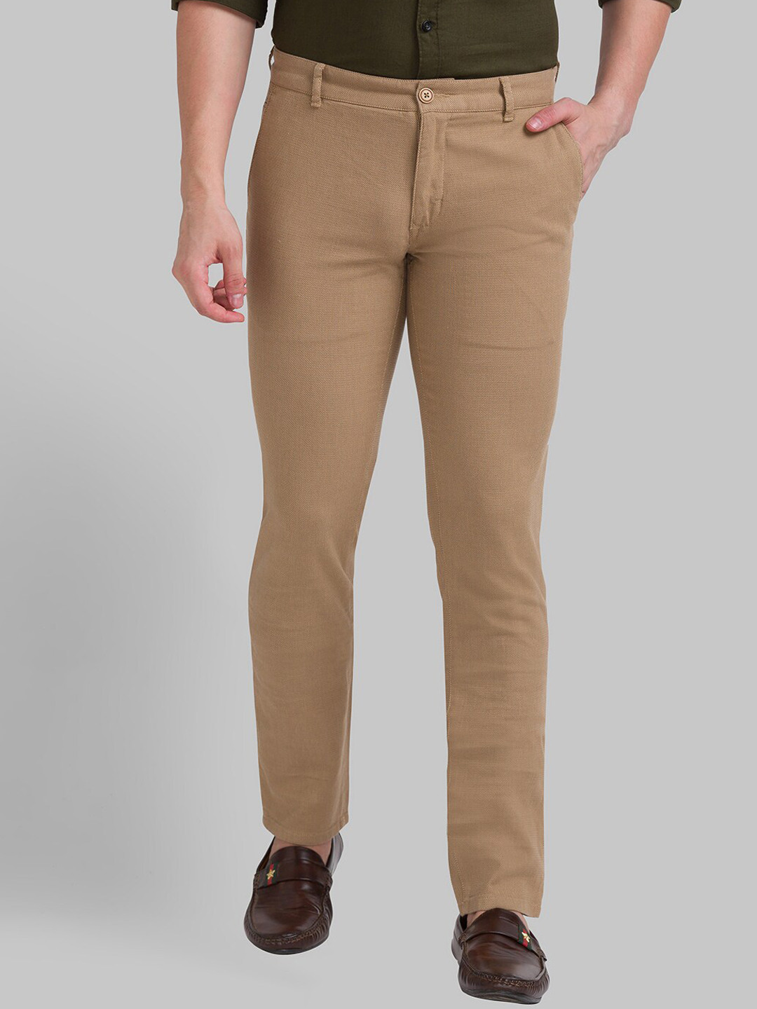 Buy Parx Men Khaki Tapered Fit Trousers - Trousers for Men 18461714 ...