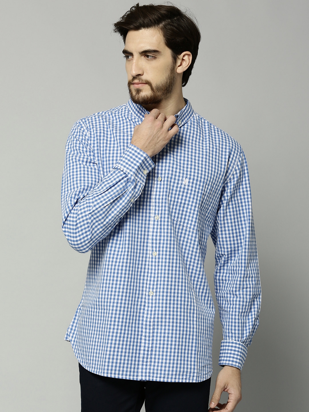Buy French Connection Men Blue & White Checked Casual Shirt - Shirts ...