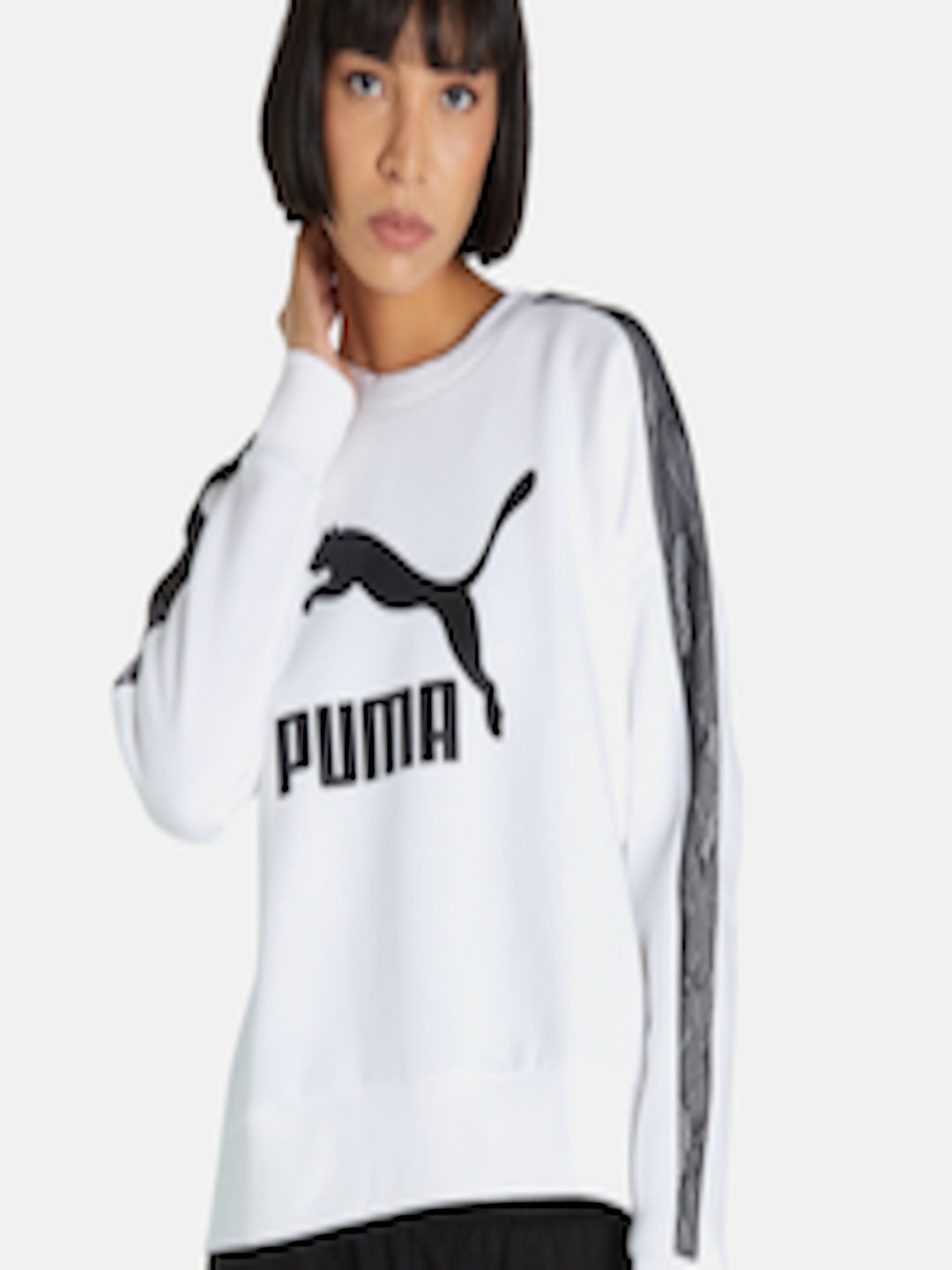 Buy Puma Women White & Black Printed LUXE Sweatshirt - Sweatshirts for ...