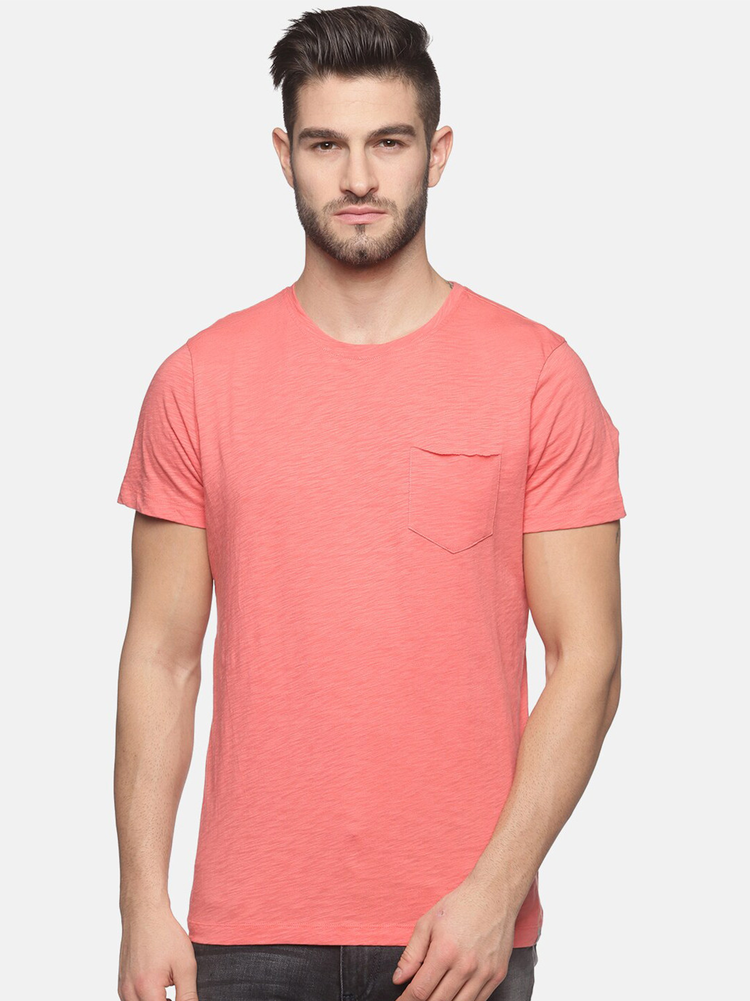 Buy Soul Space Men Orange V Neck T Shirt Tshirts for Men 18465230