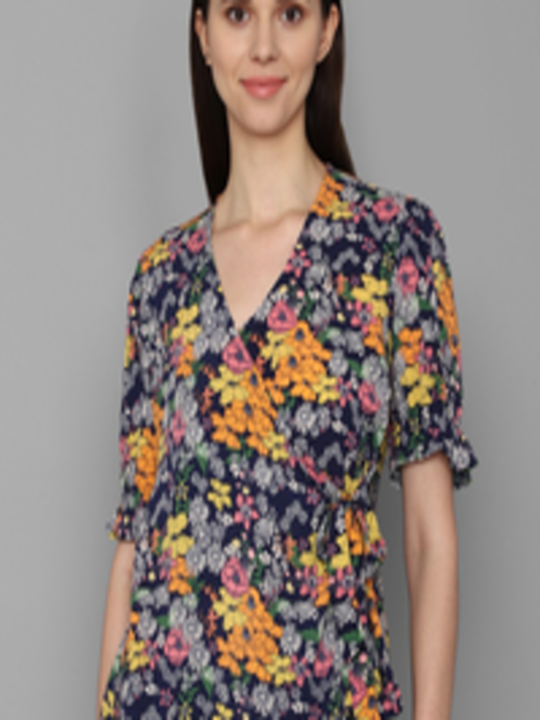 Buy Allen Solly Woman Multicoloured Floral Print Wrap Top - Tops for ...