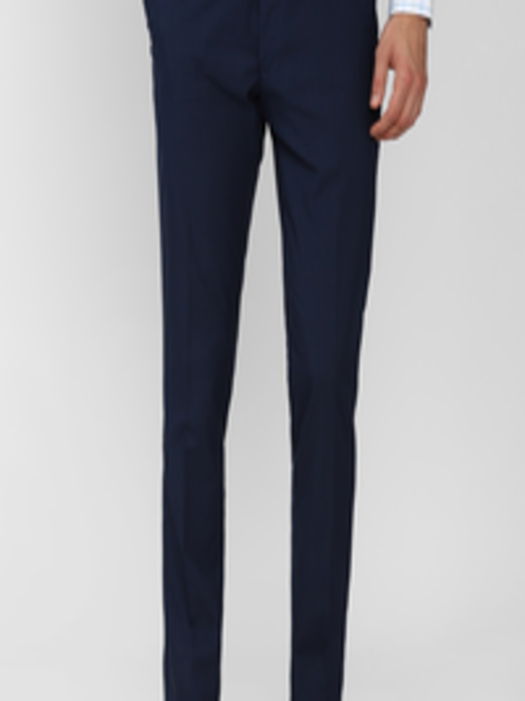 Buy Peter England Men Navy Blue Slim Fit Trousers - Trousers for Men ...