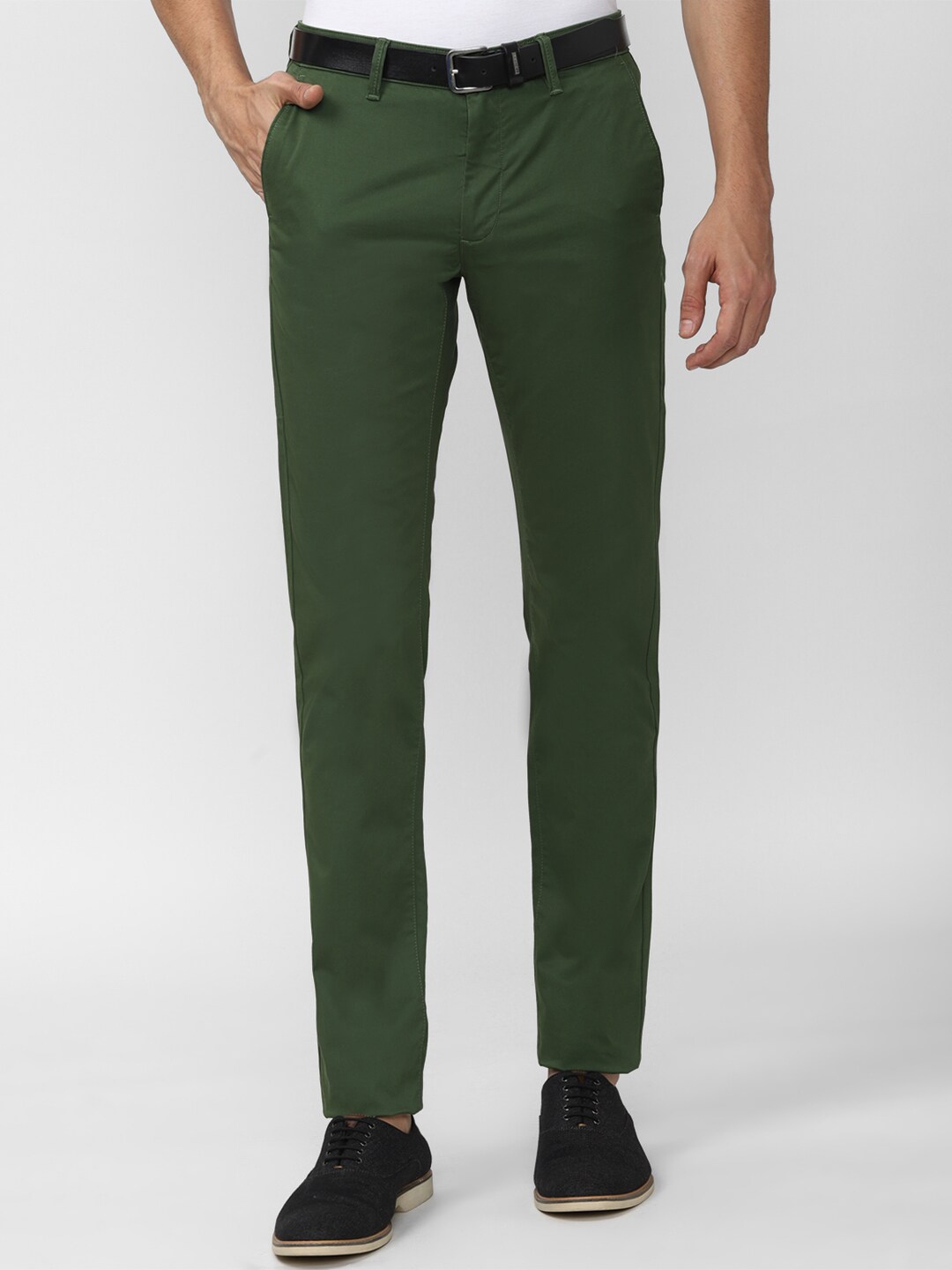 Buy Van Heusen Sport Men Green Slim Fit Trousers - Trousers for Men ...