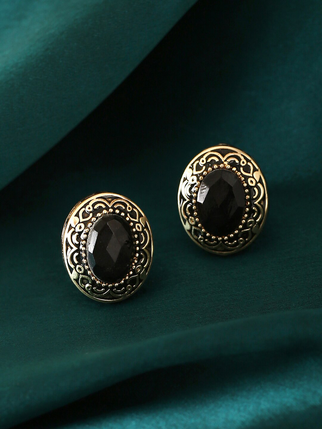 Buy THE AAB STUDIO Black Oval Studs Earrings Earrings for Women