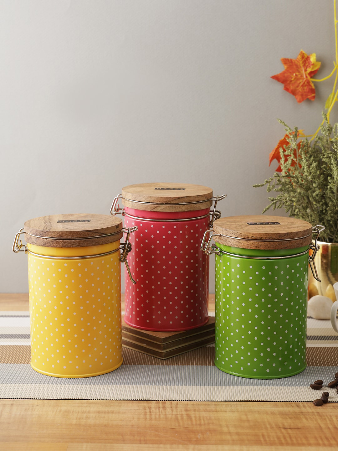Buy HAZEL Set Of 3 Clip On Lock Canister Containers With Wooden Lid