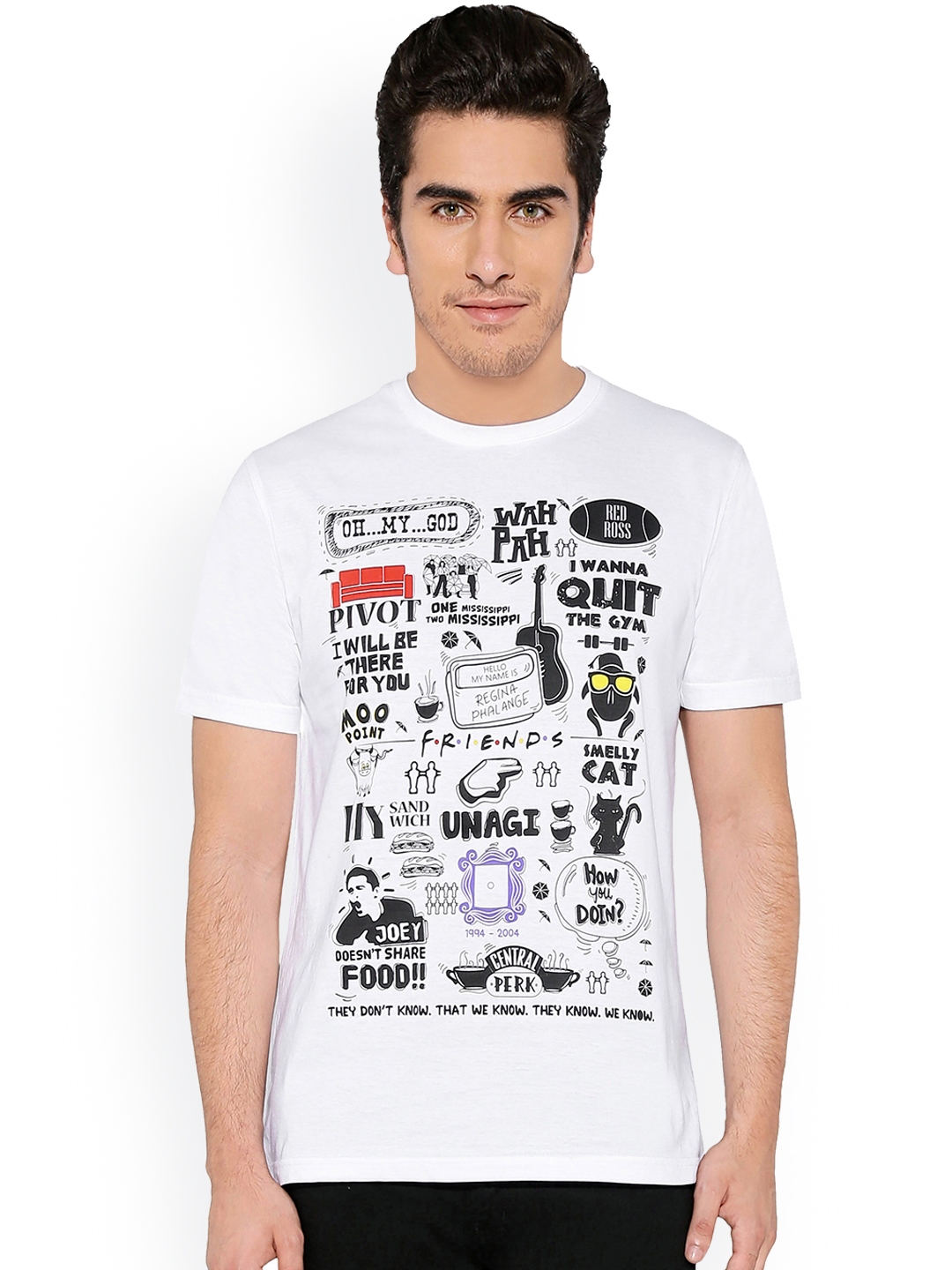 Buy The Souled Store Unisex White FRIENDS: Doodle Printed Round Neck T Shirt - Tshirts for