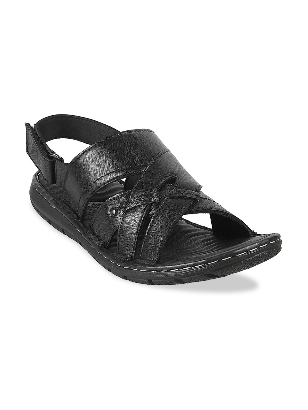 Buy Mochi Men Black Leather Comfort Sandals Sandals for Men 18470698
