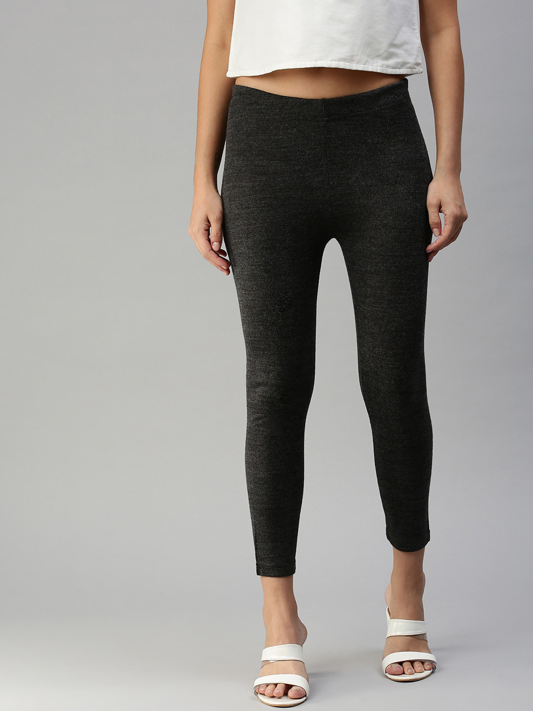 Buy De Moza Women Black Solid Pure Cotton Ankle Length Leggings