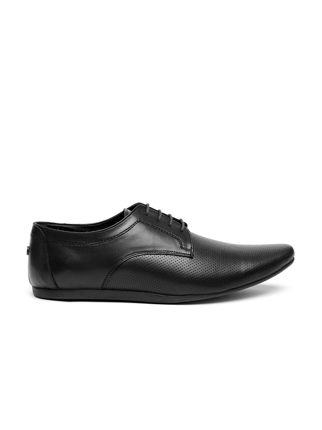 Buy Carlton London Men Black Perforated Leather Derby Shoes Formal