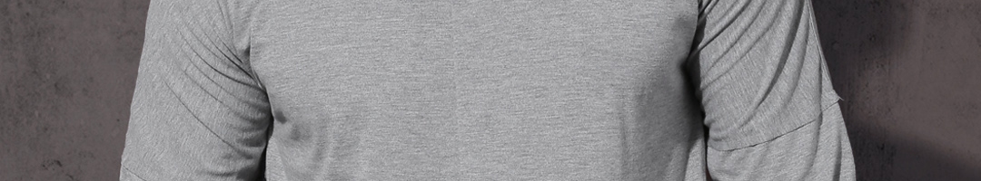 Buy Roadster Men Grey Solid Drop Shoulder T Shirt With Raw Edges ...