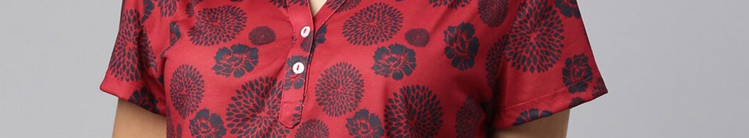 Buy LAYA Women Red Printed Mandarin Collar Top - Tops for Women ...