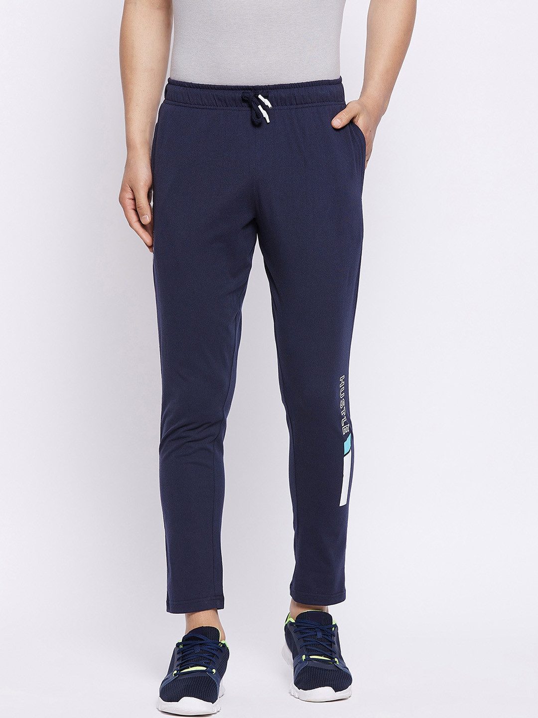 Buy HARBOR N BAY Men Navy Blue Solid Cotton Track Pants Track Pants