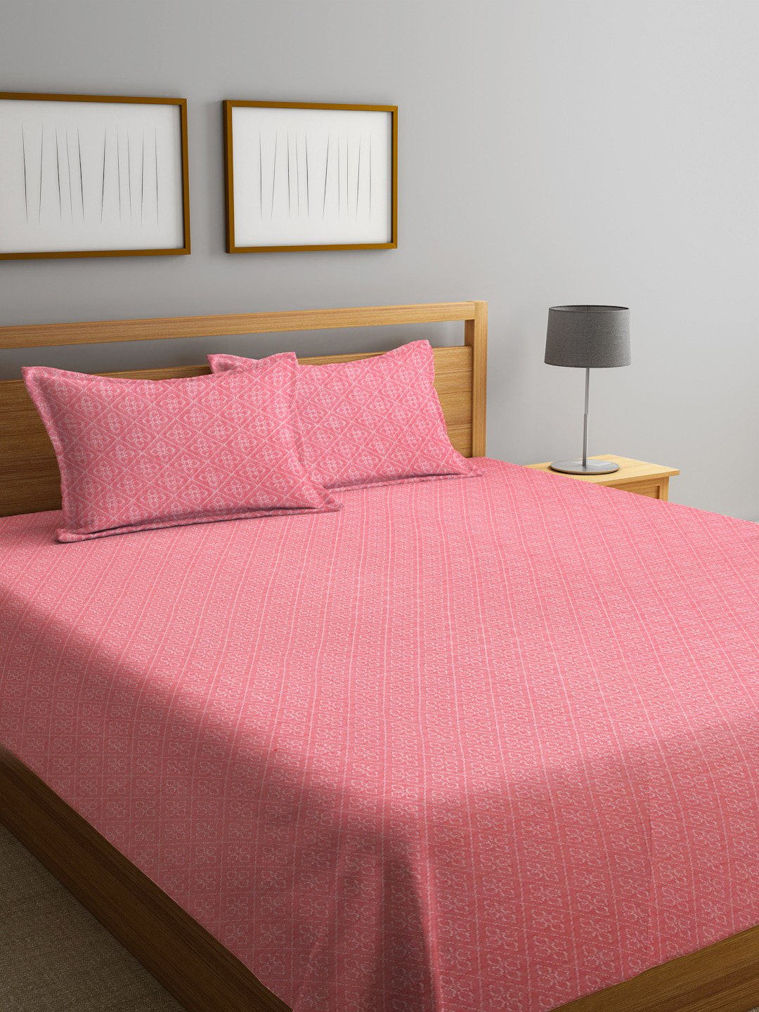 Buy MULTITEX Peach Woven Design Bed Covers With Pillow Covers Bed