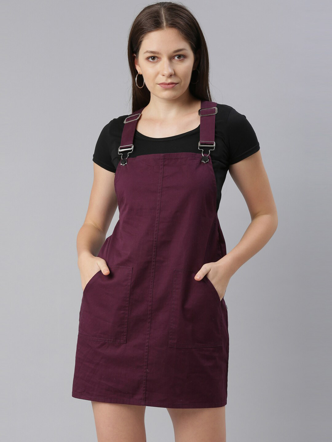 Buy ZHEIA Burgundy Pinafore Dress Dresses for Women 18485942 Myntra