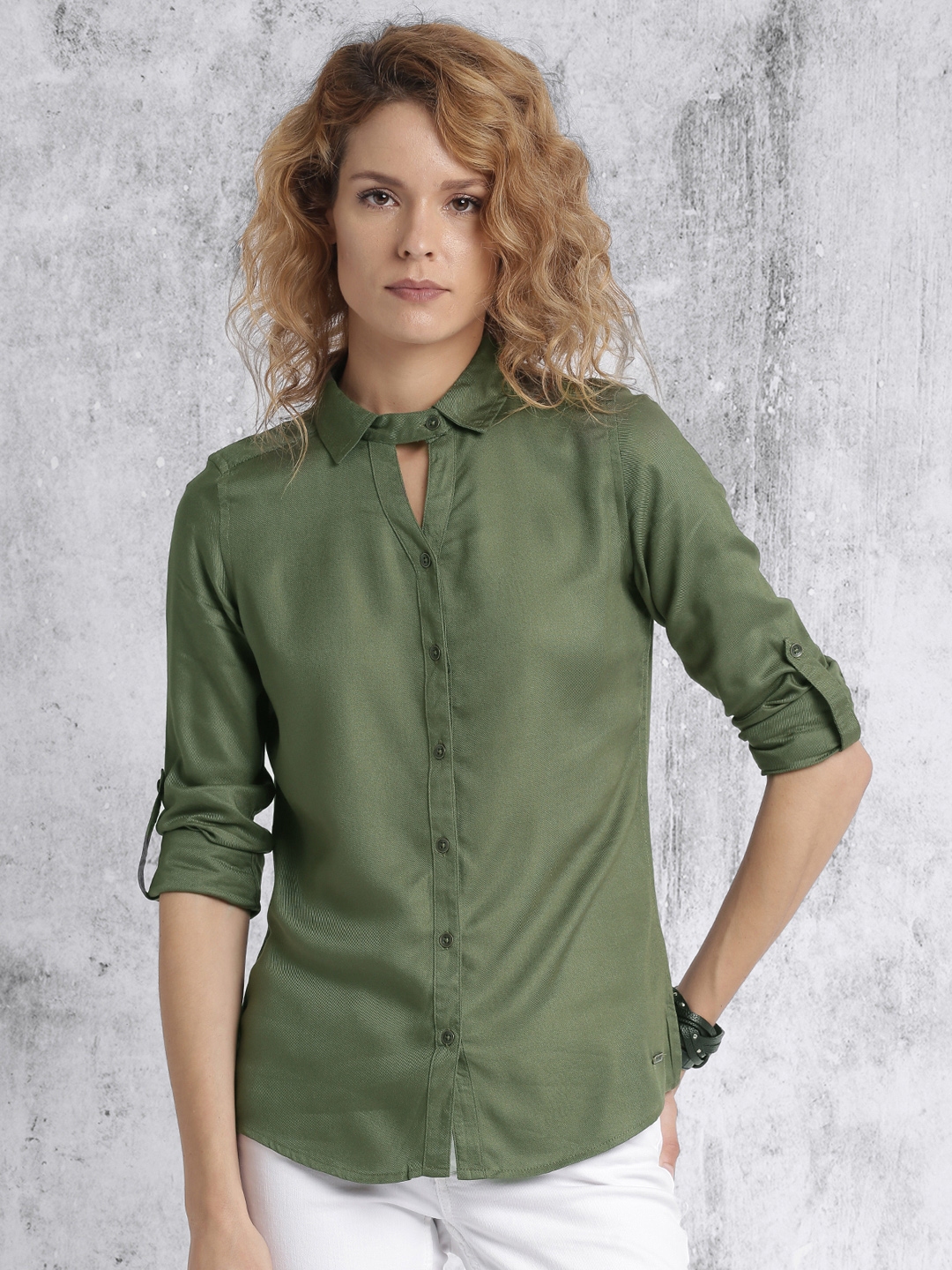 olive green tops womens