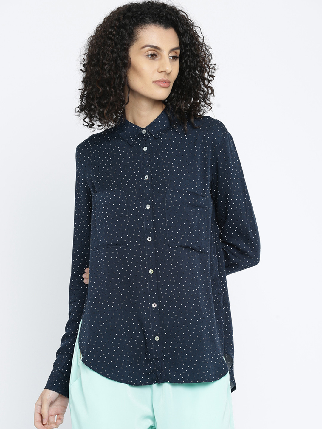 Buy ALCOTT Women Navy Blue Printed Casual Shirt Shirts for Women