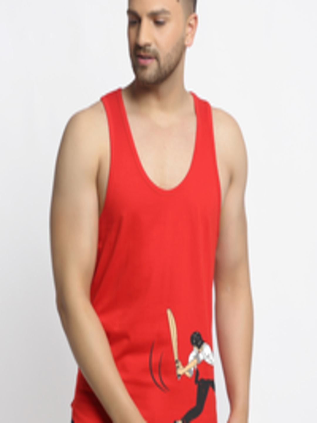 Buy Friskers Men Red & White Printed Cotton Innerwear Vests - Innerwear ...