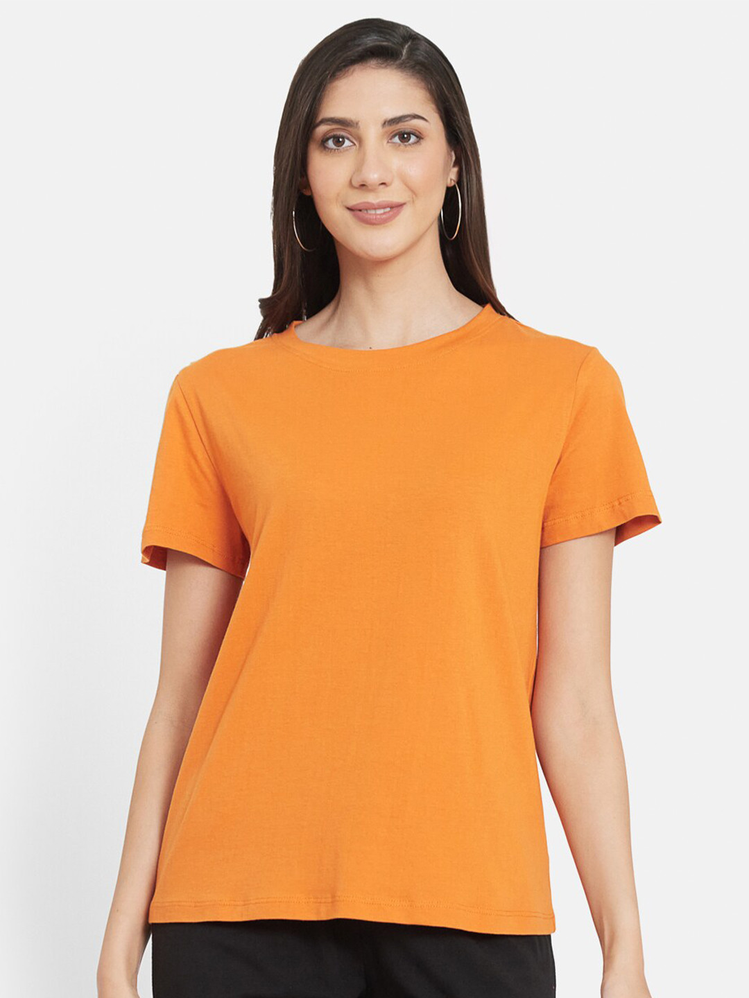 Buy UNMADE Women Orange Organic Cotton T Shirt Tshirts for Women