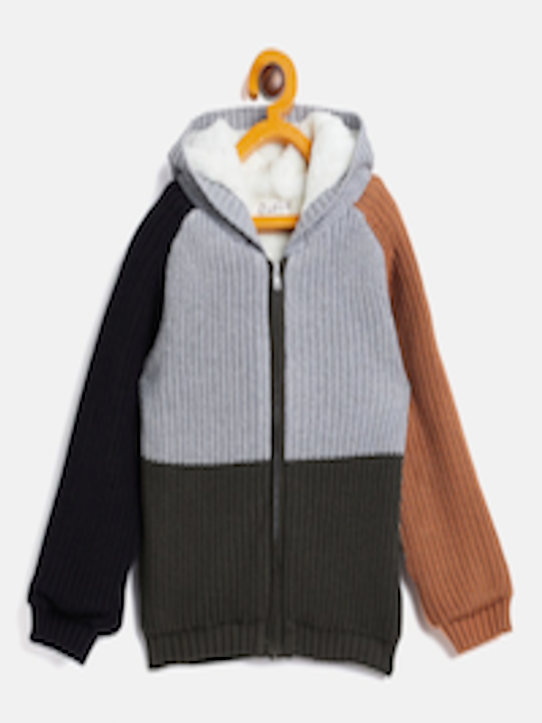Buy JWAAQ Boys Olive Green & Brown Colourblocked Cardigan - Sweaters ...
