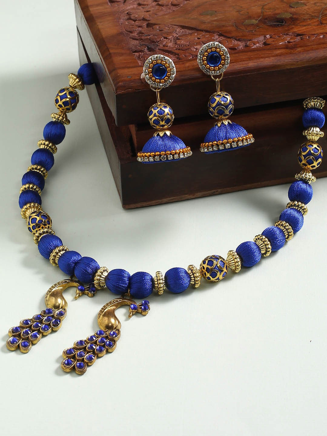 Buy AKSHARA Women Blue Brass Plated Jewellery Set Jewellery Set for