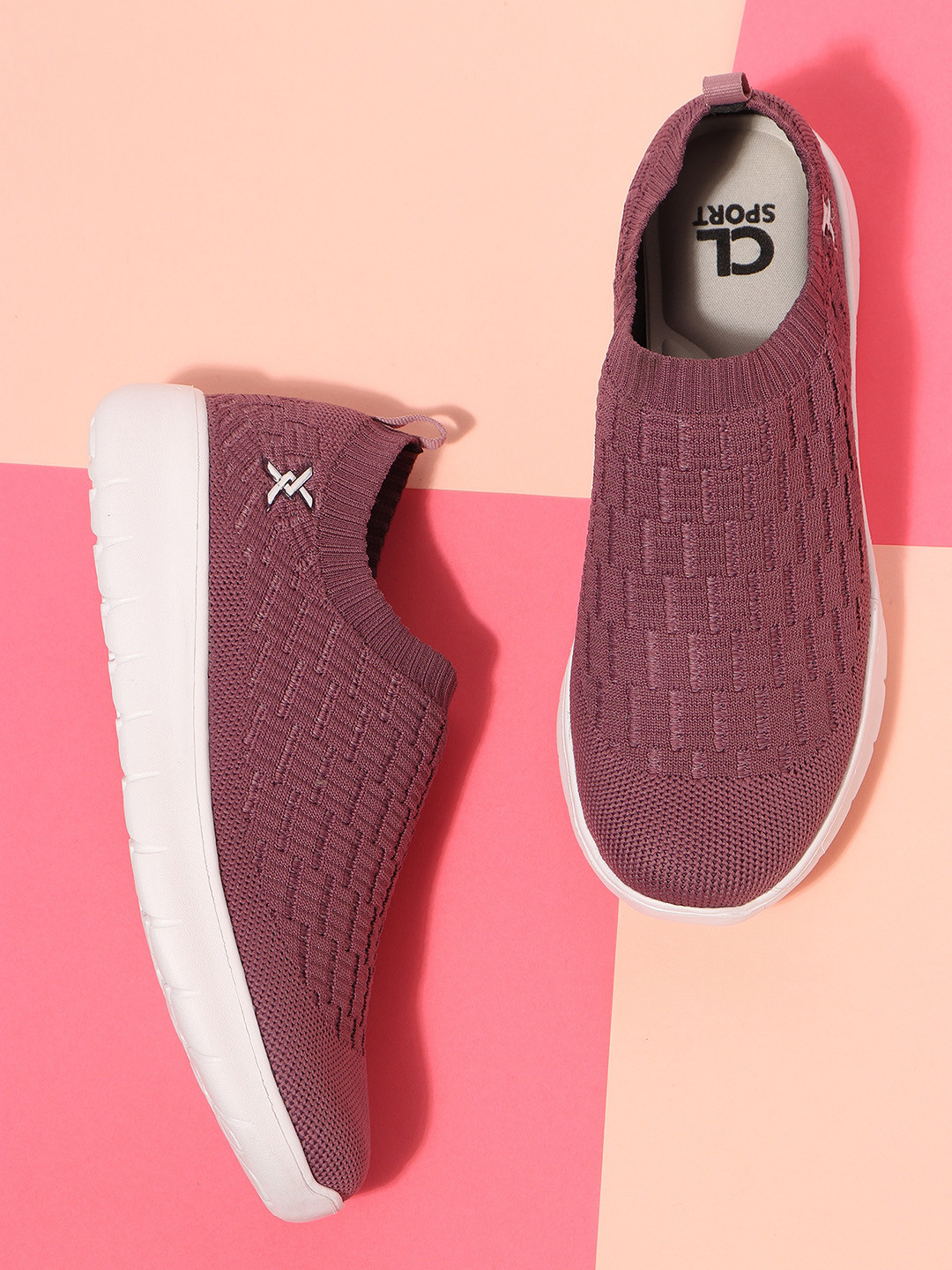 Buy Carlton London Sports Women Purple Woven Design Slip On Sneakers