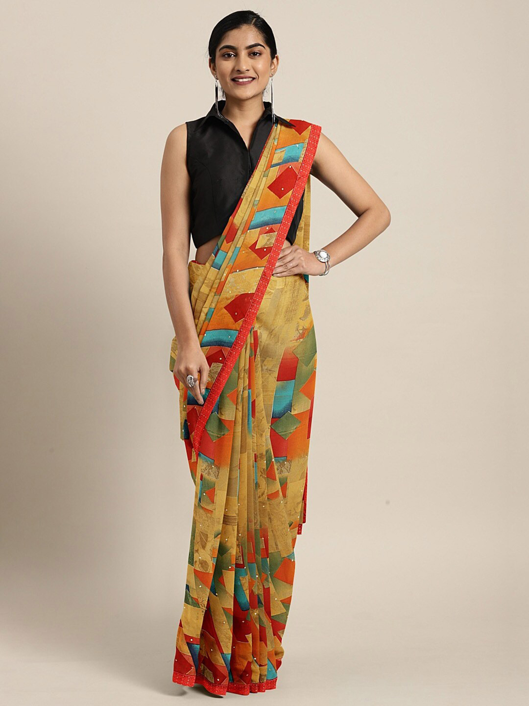 Buy SHAVYA Mustard & Orange Embroidered Pure Saree Sarees for Women 18494832 Myntra