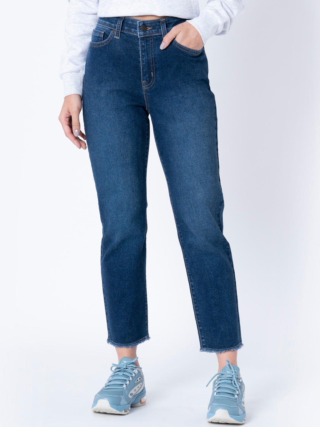 Buy Mode By Red Tape Women Blue Straight Fit High Rise Jeans Jeans