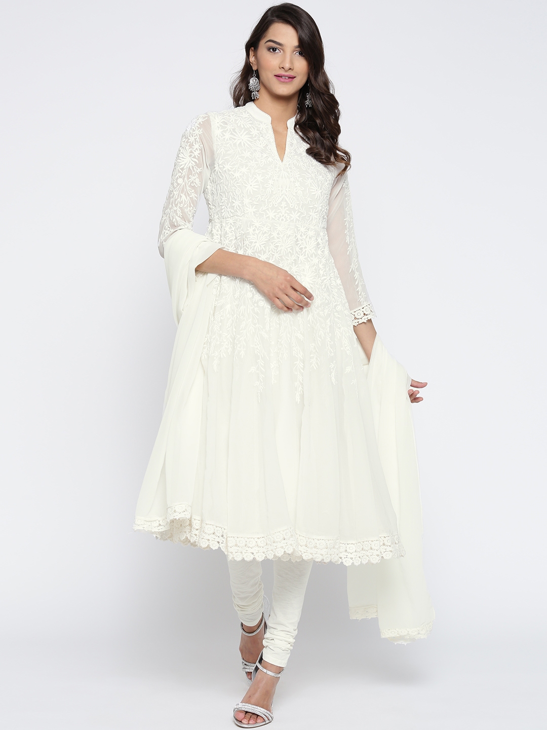 white churidar with dupatta