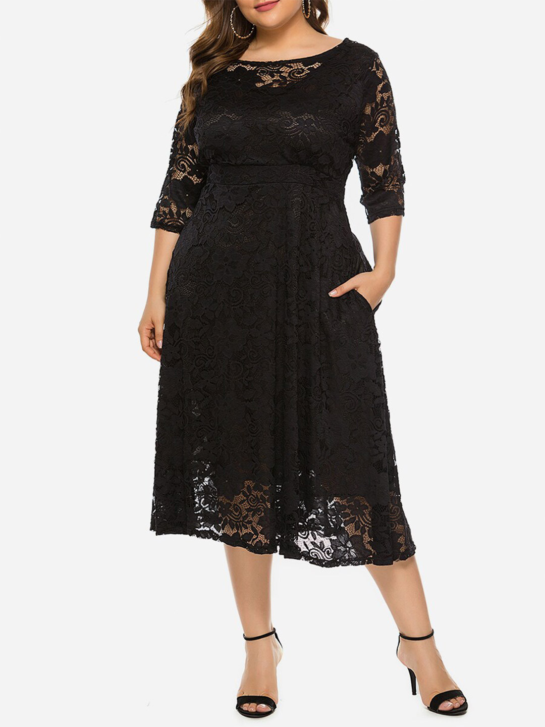 Buy URBANIC Black Midi Dress - Dresses for Women 18500340 | Myntra
