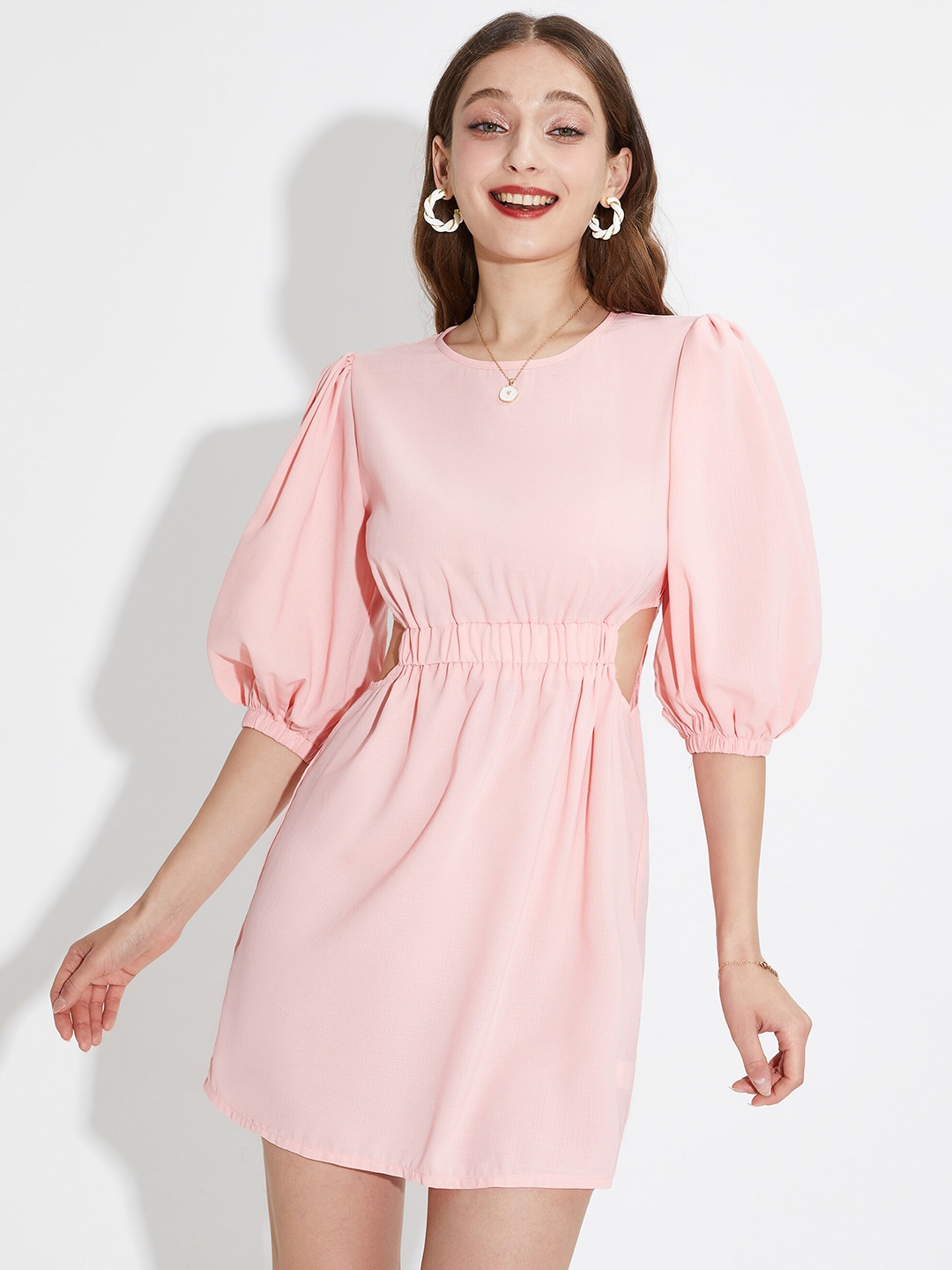 Buy Urbanic Pink Solid Cut Out Fit And Flare Dress Dresses For Women 18500586 Myntra