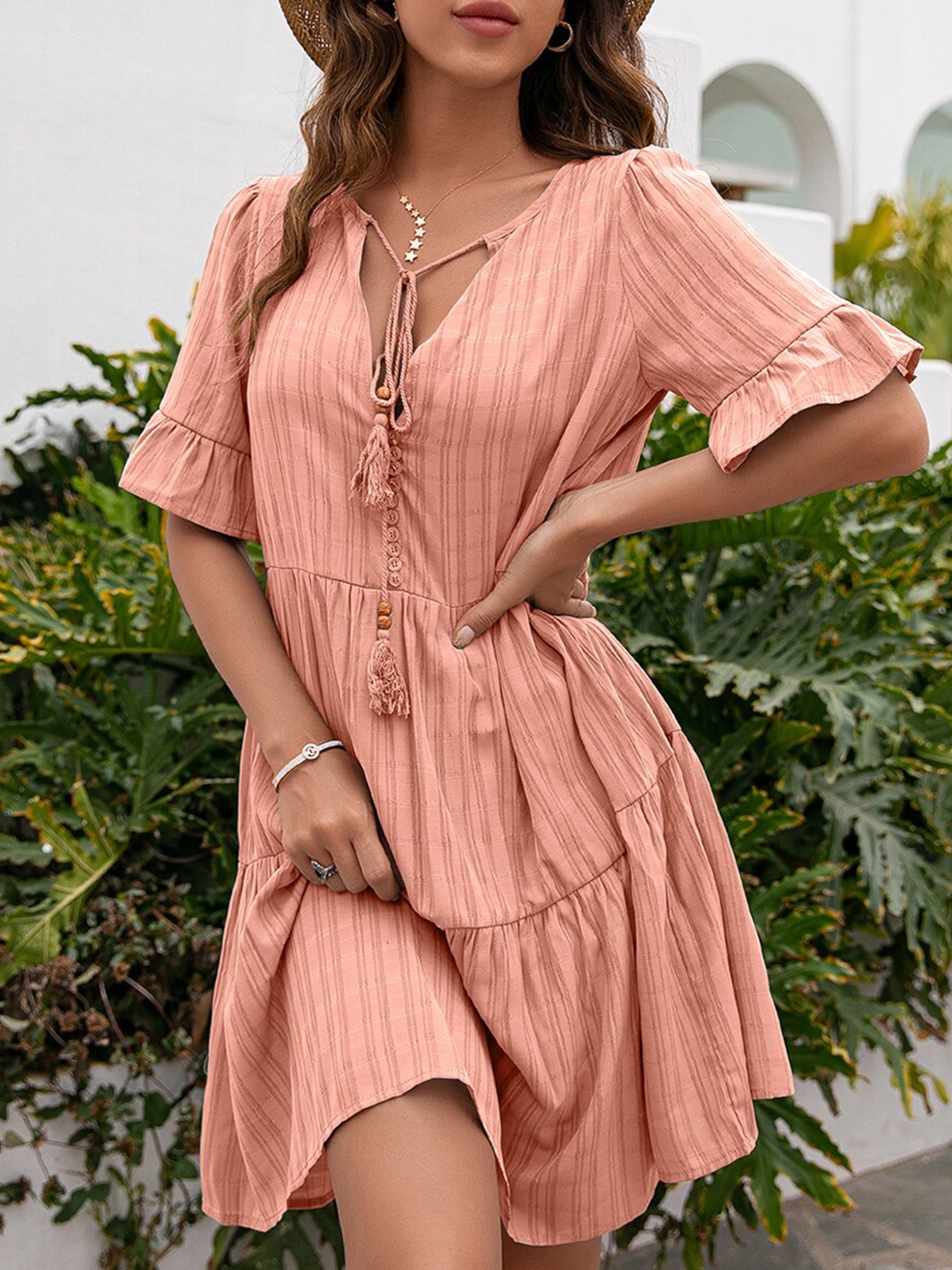 Buy URBANIC Pink Checked Midi Dress - Dresses for Women 18500666 | Myntra