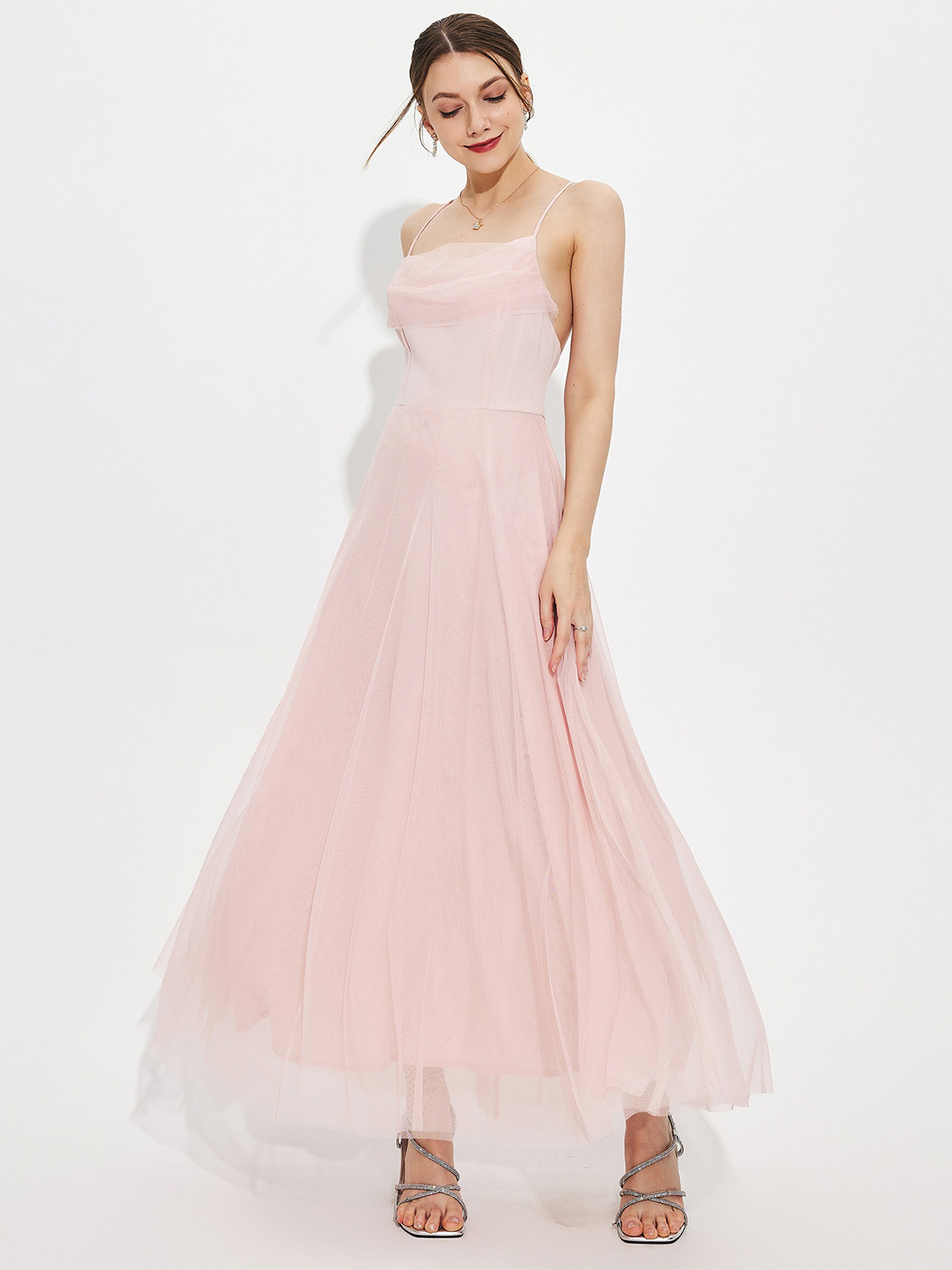 Buy URBANIC Pink Shoulder Straps Maxi Dress Dresses for Women