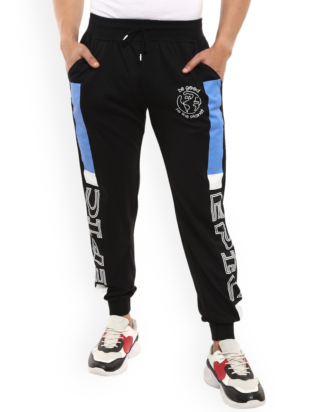 Buy V Mart Men Black Printed Cotton Joggers Track Pants for Men