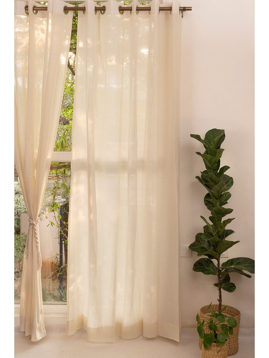 Buy The Yellow Dwelling Cream Coloured Sheer Door Curtain Curtains