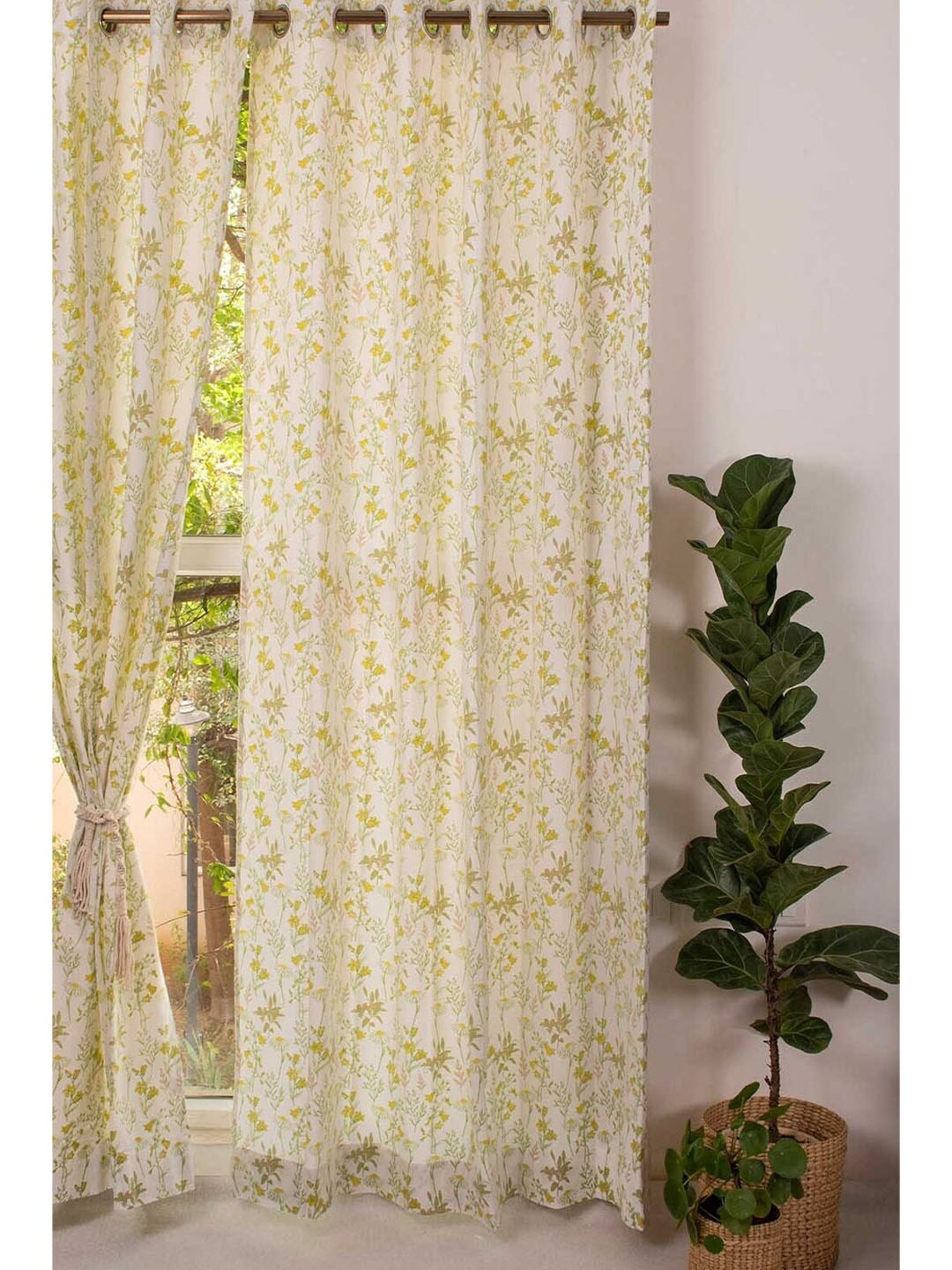 Buy The Yellow Dwelling Yellow & White Floral Window Curtain Curtains