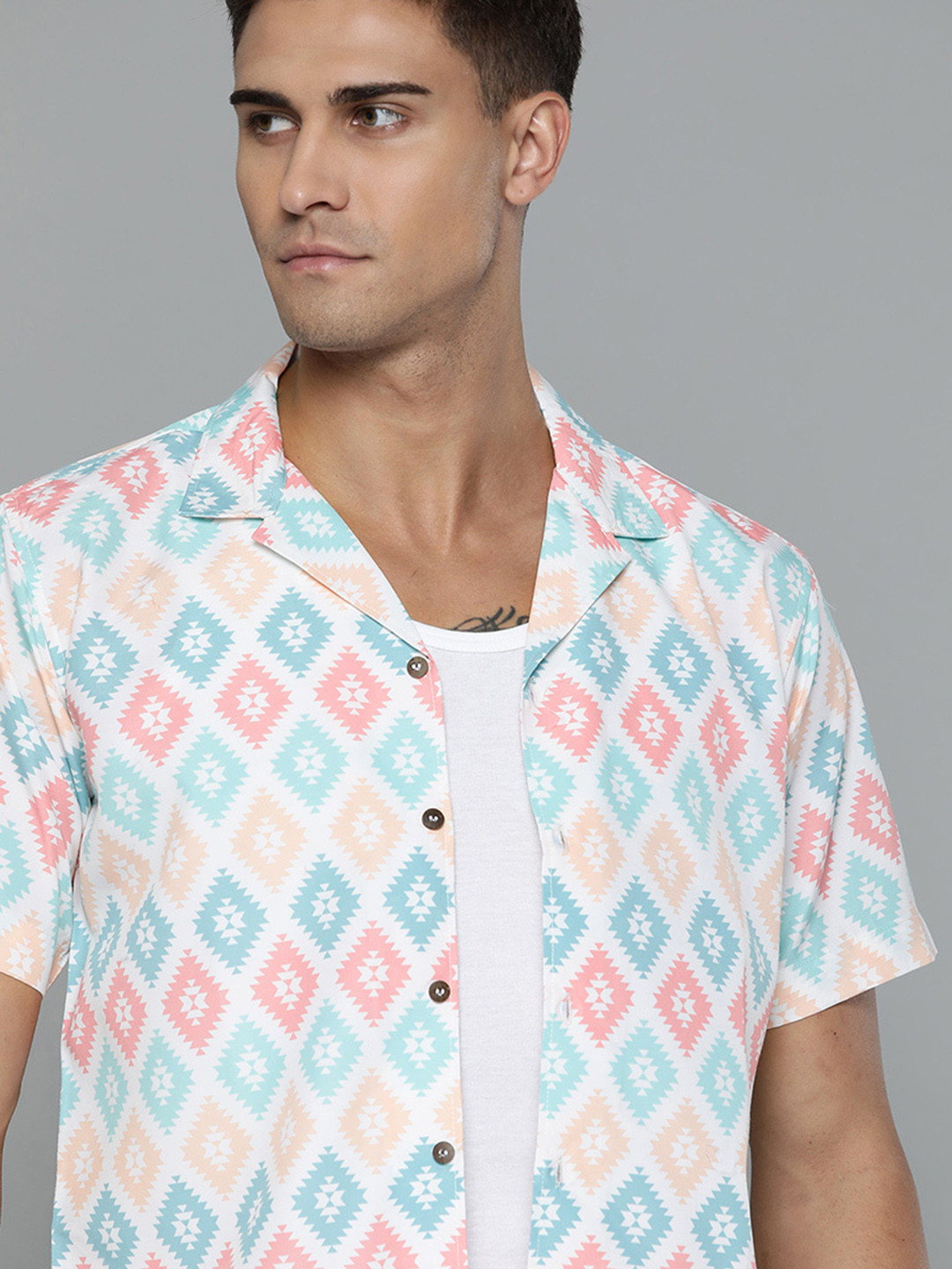 Buy DENNISON Men White Smart Slim Fit Printed Casual Shirt Shirts for