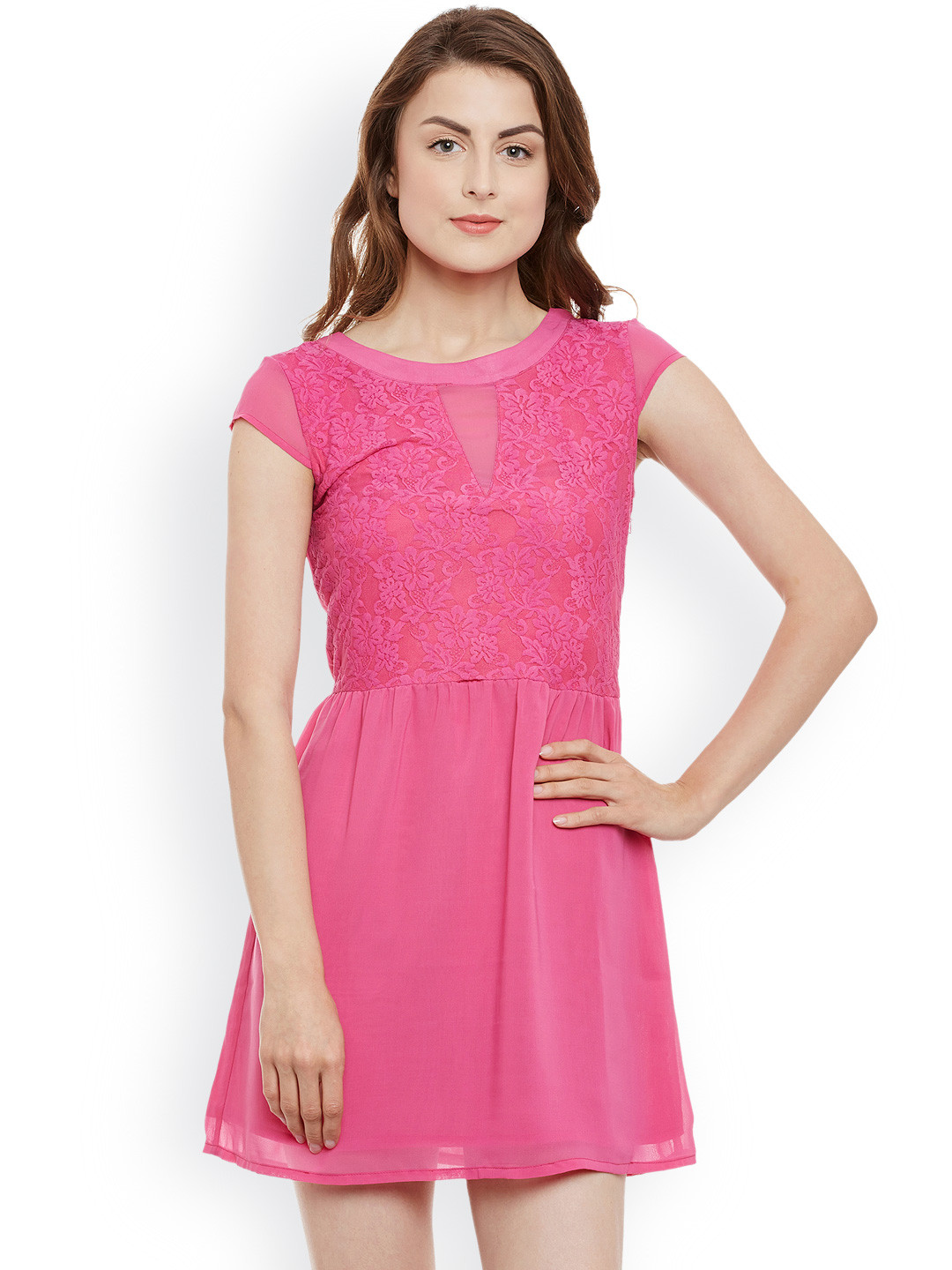 Buy Kazo Pink Fit & Flare Dress Dresses for Women 1850920 Myntra
